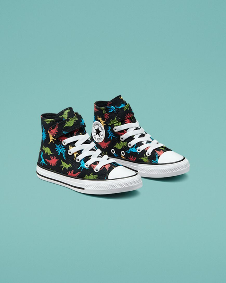 Dívčí Boty Vysoké Converse Chuck Taylor All Star Easy-On Dinosaurs Černé Červené Blankyt | CZ FDMO28